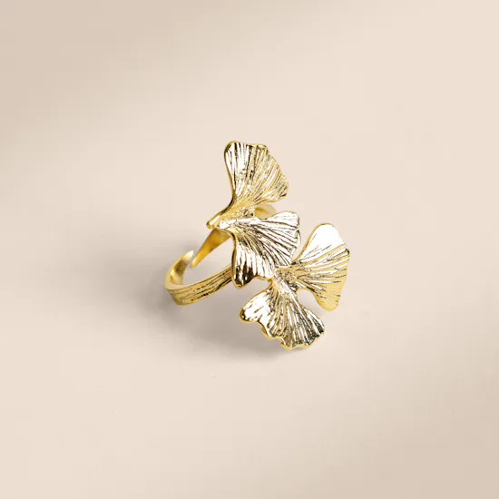 Lynyer Gold-plated Twisted Flora Petal Ring
