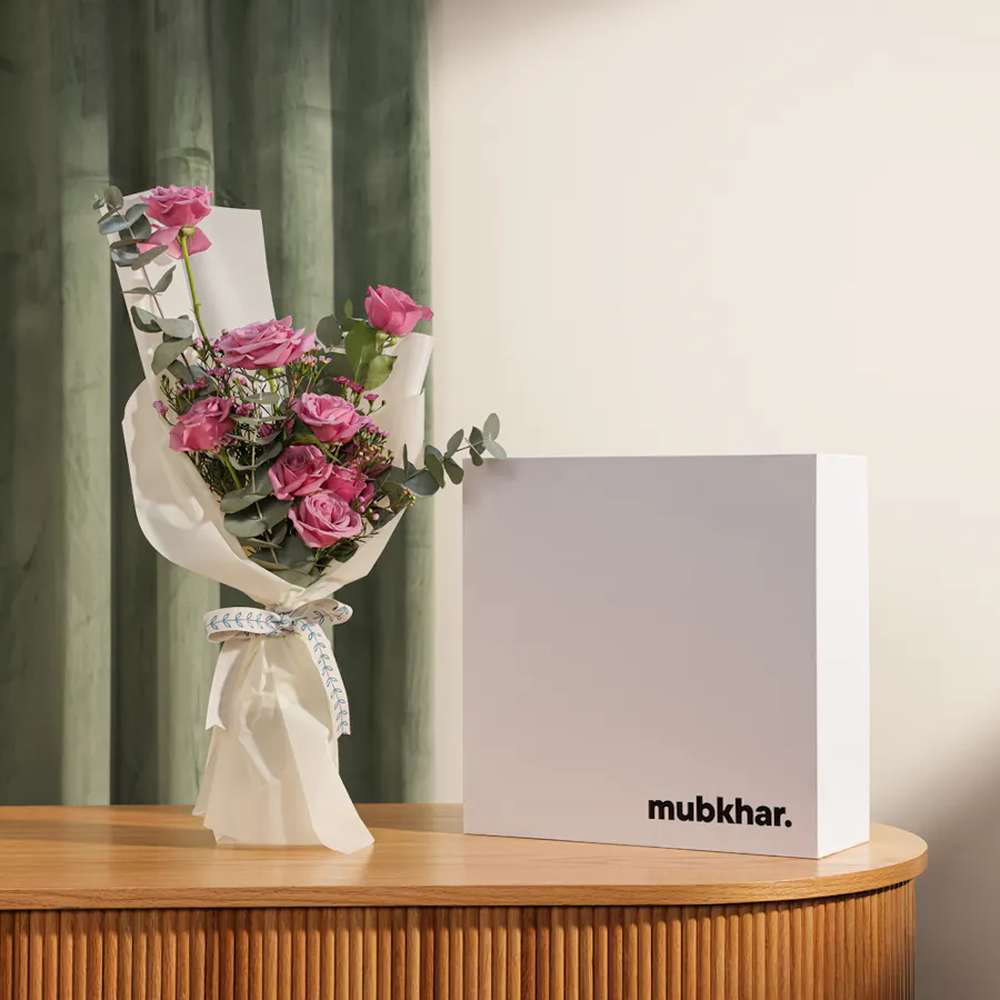 Mubkhar Unisex Set | Purple Roses Bouquet 1