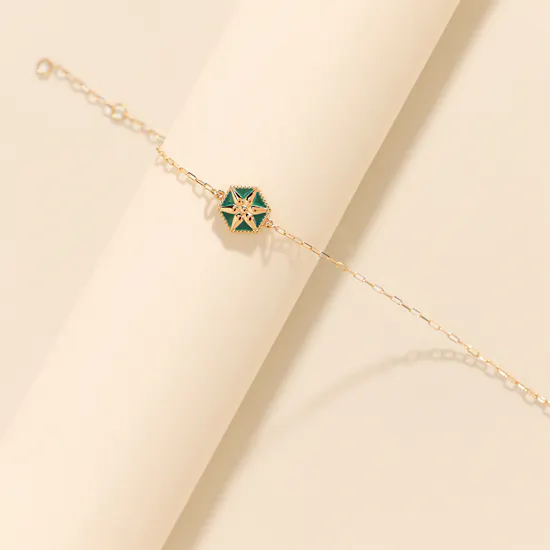 Midad Bahja Green Color Gold Bracelet