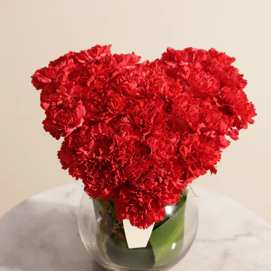 Abucci Red Heart Indulgence Chocolates Box | Crimson Whispers of Love Carnation Vase