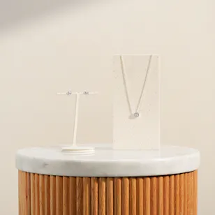 Pandora Square Halo Earrings and Necklace Set