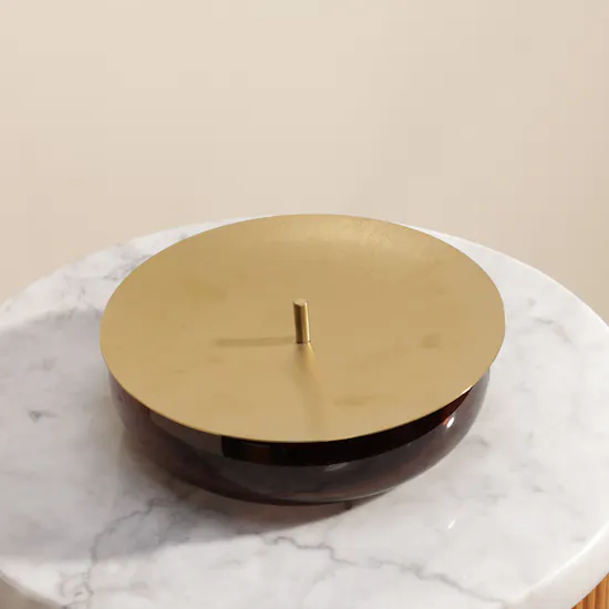 Nude Beret Storage Medium Box with Brass Lid