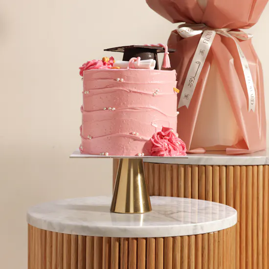 Floward Pinkish Graduation Cake | Graduation Flowers Bouquet