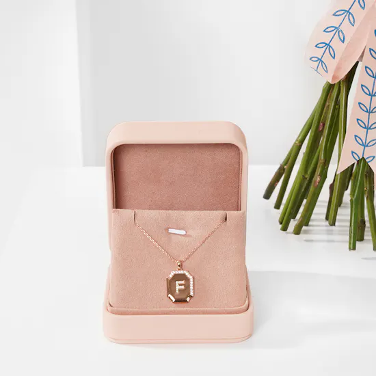Floward Letter F Rose Gold Plated Necklace | Romantic Roses