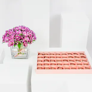 Floward Medium Mixed Chocolate Box | Purple Alstroemeria