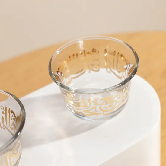 Dimlaj Glass Cawa Cup Set Kareem Gold/6pcs
