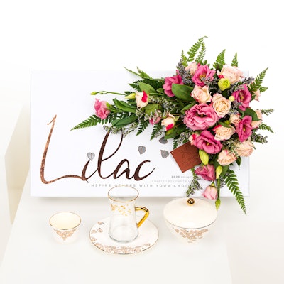 Otantik Tea and Coffee Set 19 Pieces From Lilac | Pink Eustoma