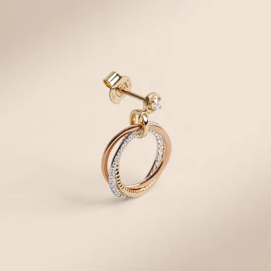 Damas Revolve Trio Gold Diamond Women's Earrings