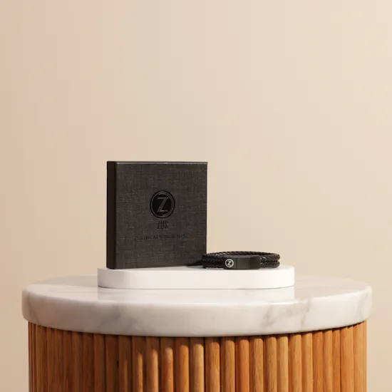 Zus Double Black Leather Wristband