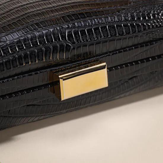 Rula Galayini Black Waltz Lizard-Print Women’s Clutch