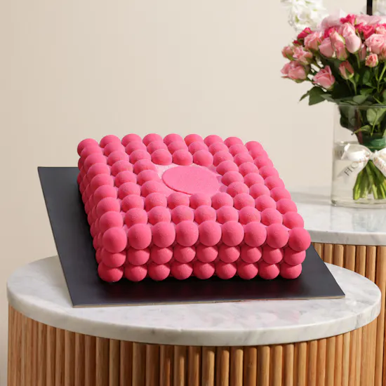 Dinara Kasko Strawberry Cake | Happy Birthday Flower Vase and Pink Balloons