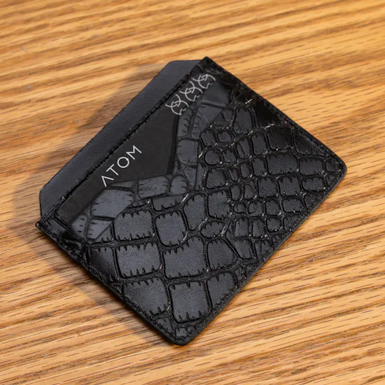 Atom Black Leather Men's Passport and Card Holder Set
