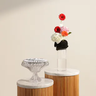 Floward Chocolate Round Glass Tray | Golden Cheer Flower Vase Floward Chocolate Round Glass Tray | Golden Cheer Flower Vase