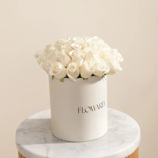 Whisper-Soft White Roses Box | 25 Roses