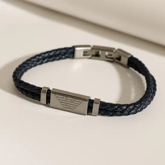 Emporio Armani Blue Leather ID Men’s Bracelet