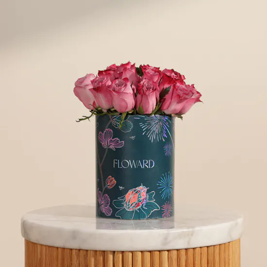 Timeless Purple Rose Box | 15 Flowers