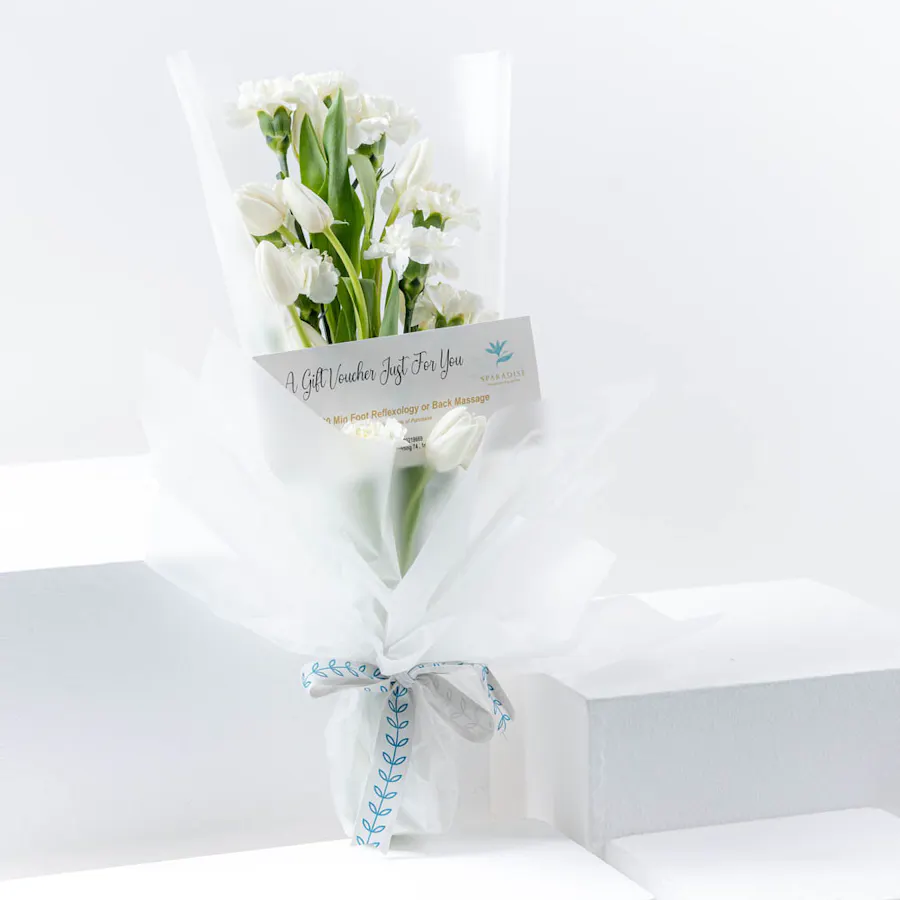 Sparadise Foot or Back Massage for Ladies Gift Voucher | White Blooms 1