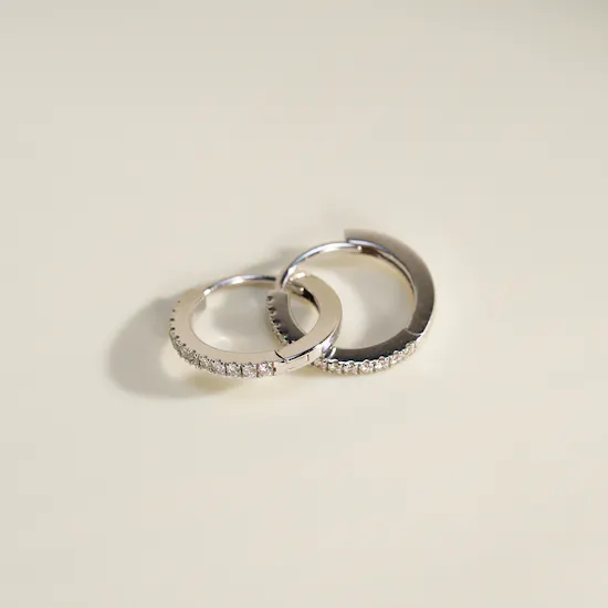 Gold Land Hoop Diamond Earrings