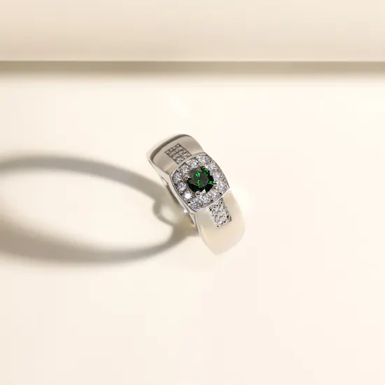 Floward Green Pavé Halo Ring | Size 11