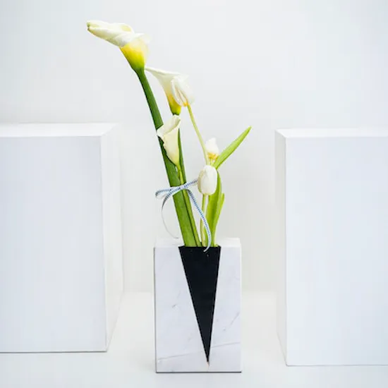 White Calla Lily and Tulip Vase