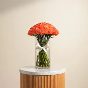 Orange Roses Vase | 50 Flowers Orange Roses Vase | 50 Flowers