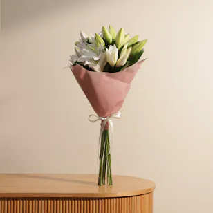 Timeless White Lilies Bouquet | 12 Flowers