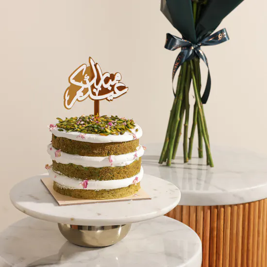 December Cake Eid Mubarak Victoria Pistachio Cake | Happiness Flowers