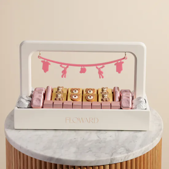 Floward Welcoming New Baby Girl Chocolate Tray