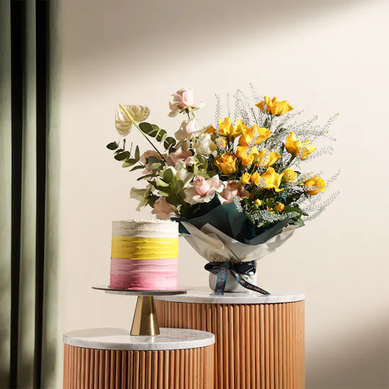 Floward Hazelnut & Chocolate Cake | Happy Birthday Flowers Bouquet