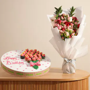 Helen's Mini Cup Cakes with Your Message | Flower Bouquet Helen's Mini Cup Cakes with Your Message | Flower Bouquet