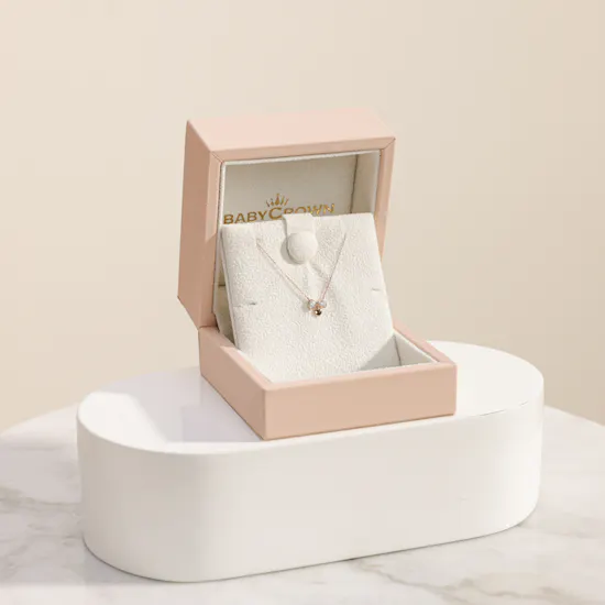 Baby Crown Rose Heart Gold with Diamonds Kids Necklace