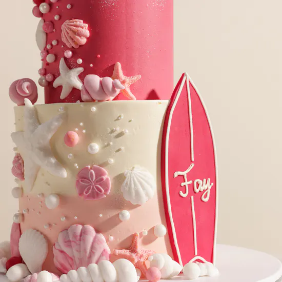 NQ's Bakery Personalized Pink Summer Birthday Cake