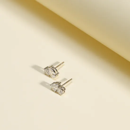 EverPromise By Gold Land Round & Pear Diamond Earrings