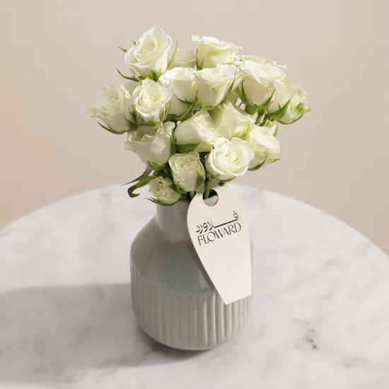 White Whisper Baby Roses Vase