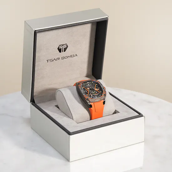 Tsar Bomba Dark Matter Automatic Carbon Fiber Orange Men's Watch
