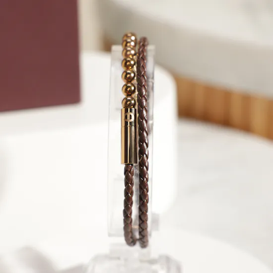 Aigner Gents Fashion Brown Leather Bracelet | Gentle Charm Flowers