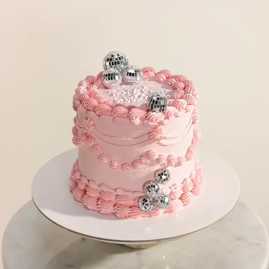 Floward Personalized Glamorous Balls Pink Birthday Cake