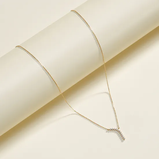 Gold Land Curved Diamond Women’s Necklace