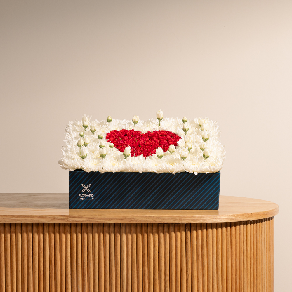 Red Heart & White Chrysanths