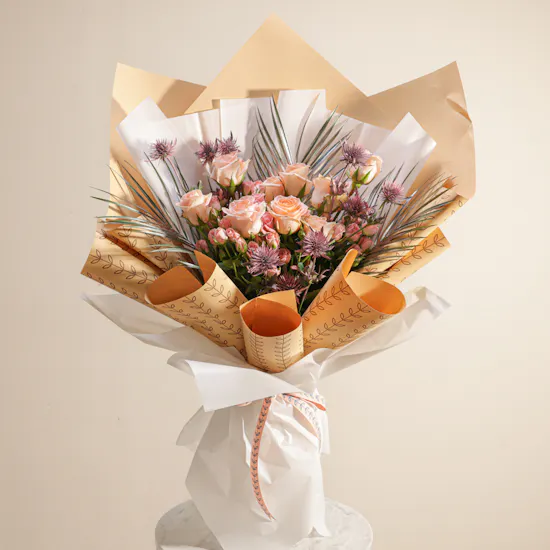 Peachy Elegance Flowers Bouquet