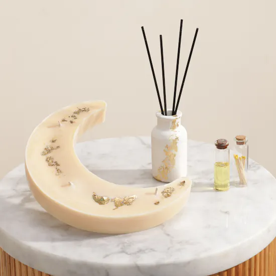 Melosa Moonlight Serenity Crescent Candle Set