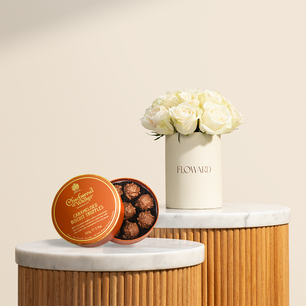 Charbonnel et Walker Caramelized Biscuit Chocolates Truffles | Dreamy White Roses Box