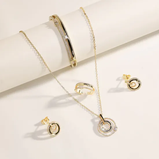 Alvira Eternity Ring Zerconia Gold Plated Jewelry Set