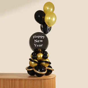 Balloonizer Happy New Year Gold and Black Balloon Set