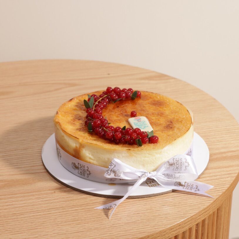 Rose Ribbon Crème Brûlée Cake