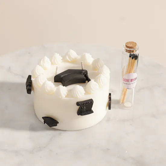 Done by SHK Black and White Graduation Cake Candle