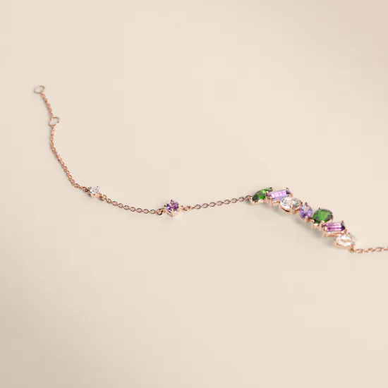 Damas Fireworks Fiesta Diamond and Precious Gem Rose Gold Bracelet