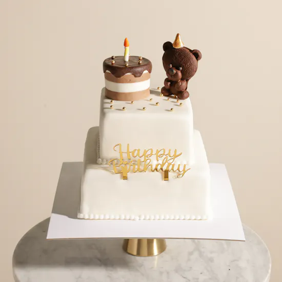 Floward Bear-Themed Birthday Tier Cake for Kids