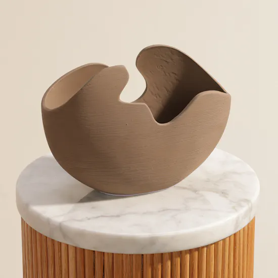 Floward Fancy Curved Organic-shaped Brown Ceramic Vase