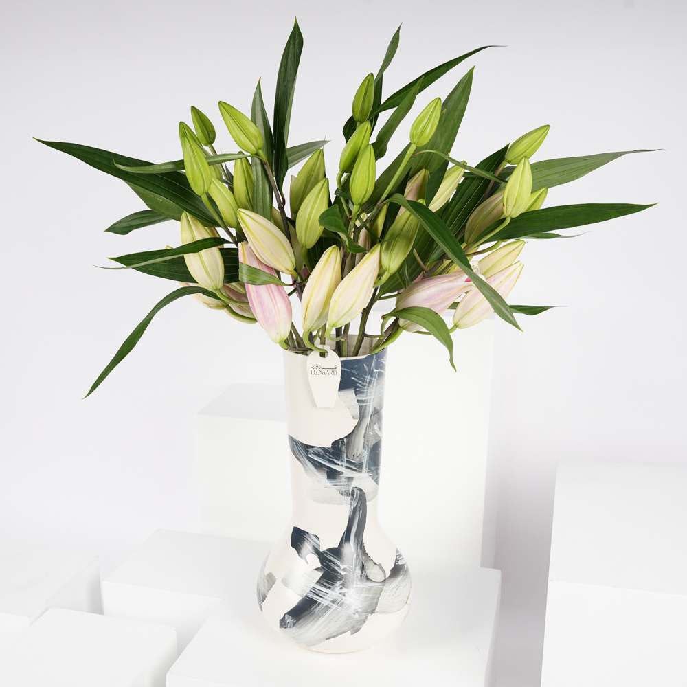 مزهرية ازهار الليليوم الجميله